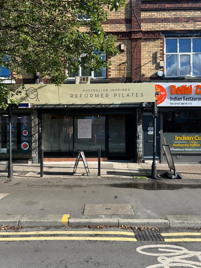 PXY Reformer Pilates Chorlton seen from across Barlow Moor Road
